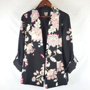 Chico's Black‎ and Pink Floral Blazer Jacket
